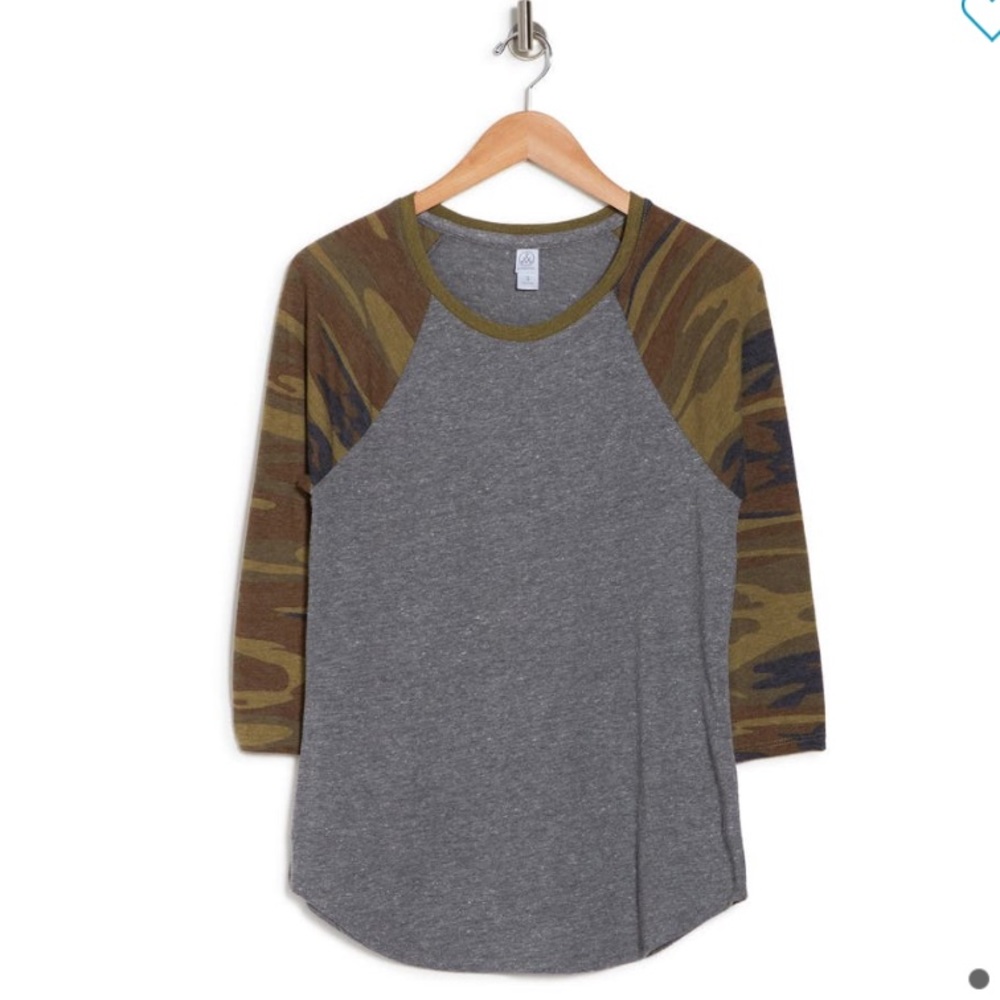 Alternative 3/4 Sleeve Baseball Tee Camo Mixed - Picture 3 of 5